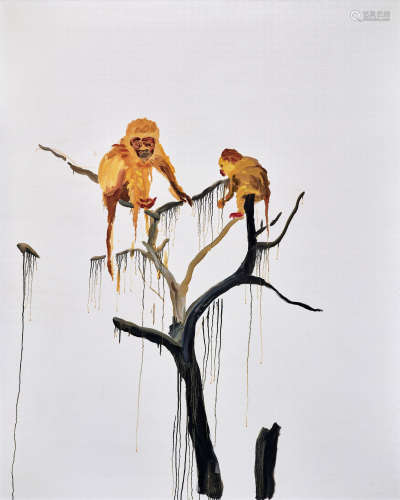 仇晓飞（B.1977） 2006年作 大小猴 油彩 画布