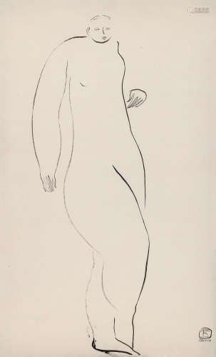 常玉（1901～1966） 站姿裸女 水墨 纸本