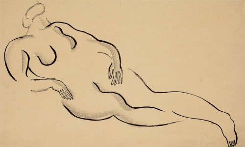 常玉（1901～1966） 坐姿裸女 水墨 纸本