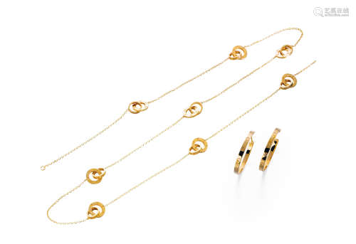 卡地亚设计 黄金项链及耳环套装
