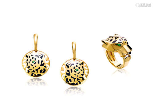 卡地亚设计 「猎豹」戒指及耳环套装