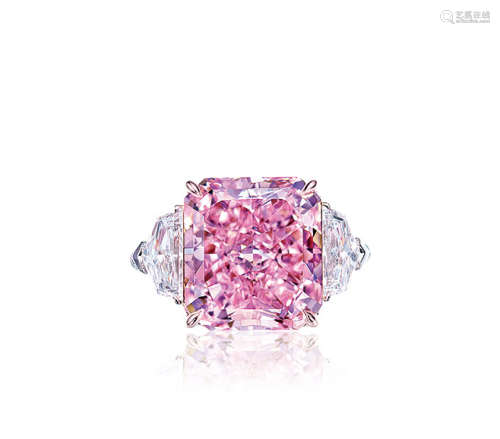 8.5克拉浓彩紫粉色配钻石戒指