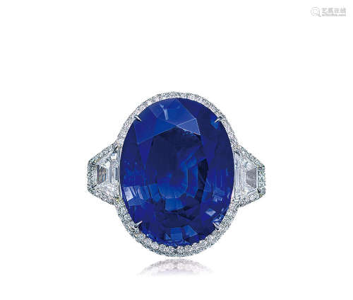 30.59克拉斯里兰卡「皇家蓝」蓝宝石配钻石戒指，未经加热
