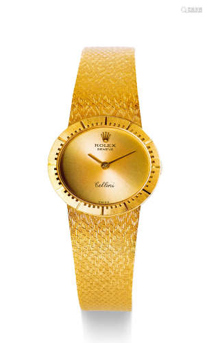 劳力士 精致罕有，黄金机械腕表，备雕刻链带，「Cellini」，年份约1970