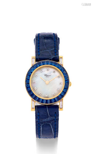 肖邦 精美，女装黄金镶钻石及蓝宝石腕表，备珍珠贝母表盘，型号13/6141-38，年份约1990