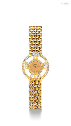肖邦 精致典雅，黄金镶钻石女装链带腕表，「Happy diamonds」，型号4097，年份约1990