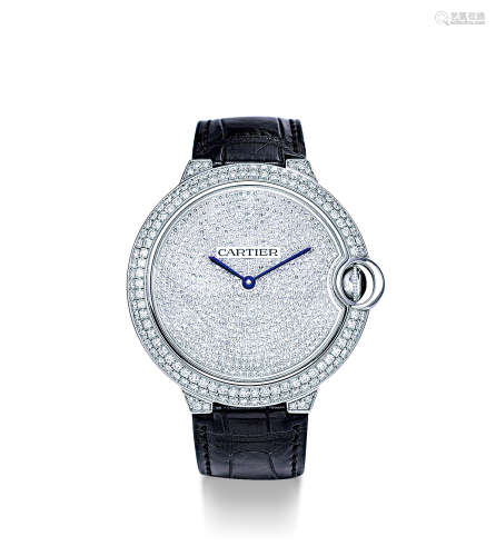 卡地亚 精美，白金镶钻石自动上弦腕表，「蓝气球系列」，型号WE902049，年份约2012，附原厂证书及表盒