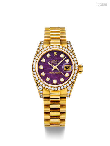 劳力士 精致，女装黄金镶钻石自动上弦链带腕表，备日期显示，「Datejust」，型号179158，年份约2000