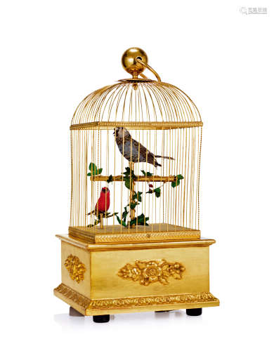 REUGE 镀金黄铜鸟笼八音盒，年份约1950