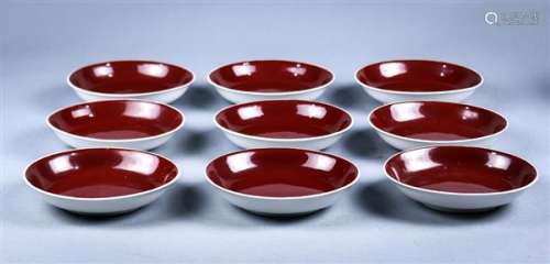 Chinese Red Glazed Porcelain Dishes