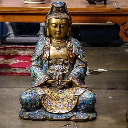 Chinese Cloisonne Enameled Bodhisattva