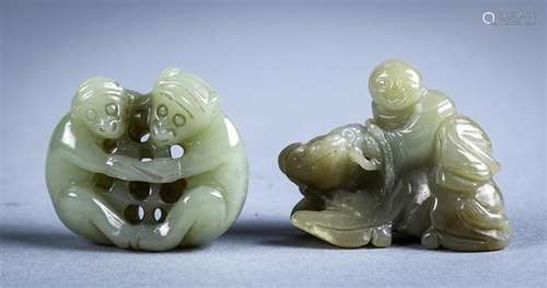 Chinese Hardstone Carvings: Monkey, Child/Ox