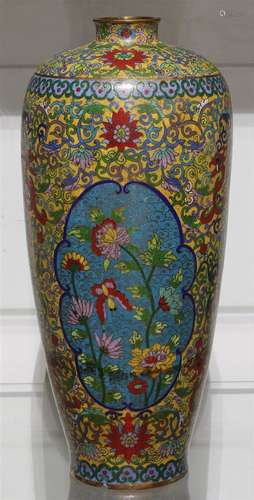 Chinese Cloisonne Enameled Tapering Vase