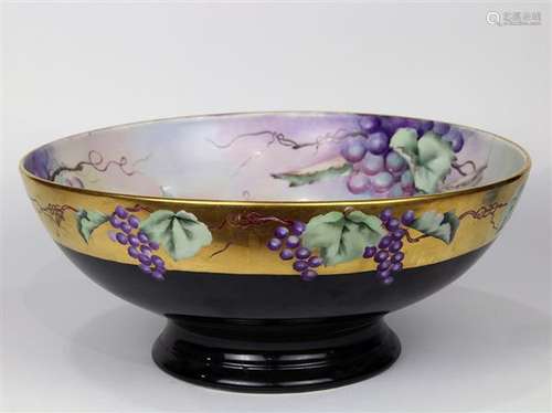 Limoges hand painted punch bowl