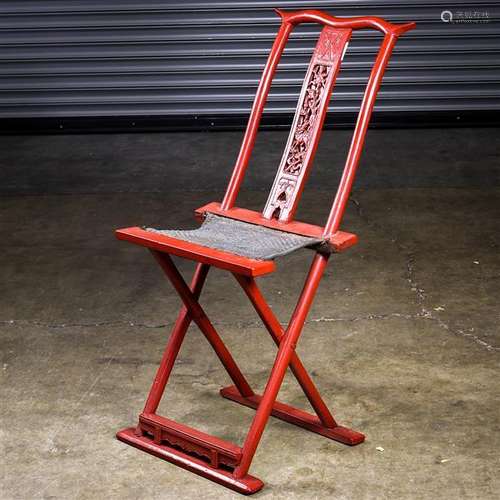 Chinese Red Lacquer Folding Chair