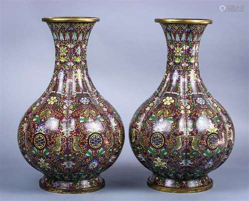 Chinese Cloisonne Lobed Vases