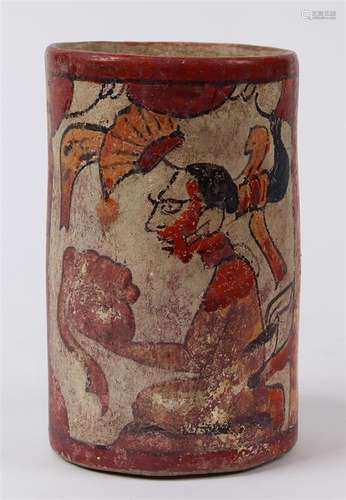 Classic Mayan ceramic cylinder vase