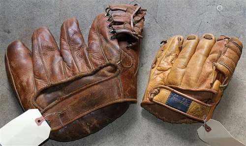 Vintage leather baseball gloves