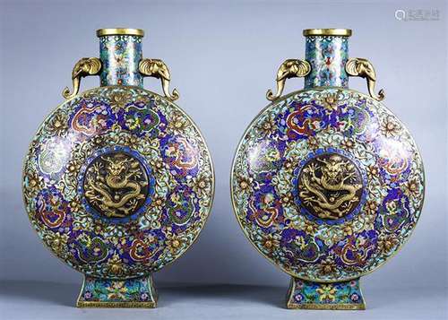 Chinese Cloisonne Moon Flasks