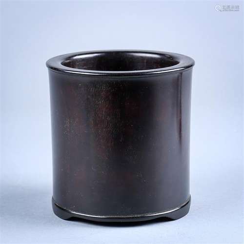 Chinese Wooden Cylindrical Brush Pot