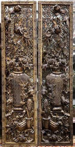 Chinese Pierced Gilt Wood Panels