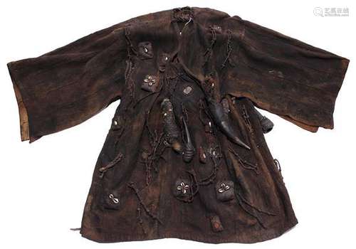 West African hunter's tunic together with 4 spears