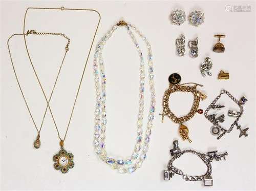 Collection of yellow gold and silver costume jewelry