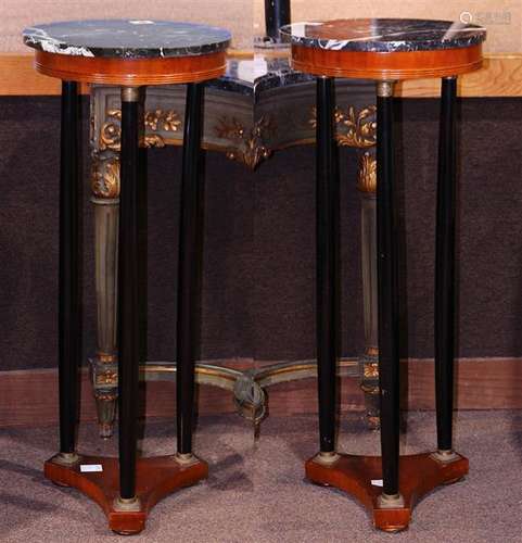 Pair of Neoclassical style marble top plant stands