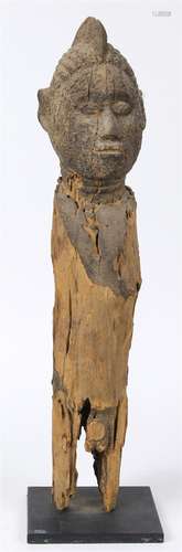 Burkina Faso, carved wood figural post, 19th Century