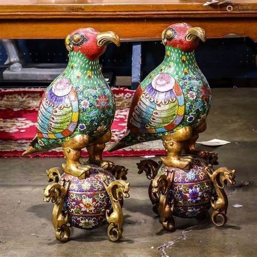 Chinese Cloisonne Enameld Birds