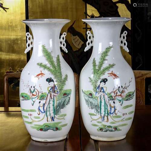 Chinese Porcelain Vases, Beauty/Children