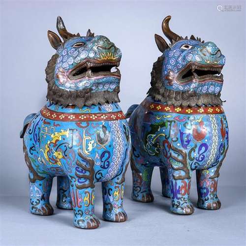 Chinese Cloisonne Mythical Beast Censers