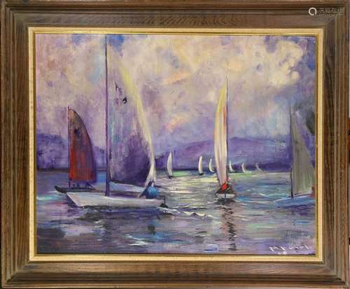 Painting, Sailboat Regatta