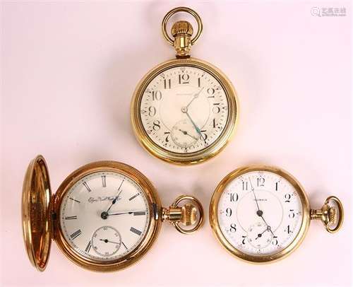 (Lot of 3) Yellow gold-filled pocket watches