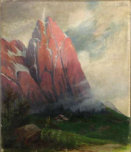 Mountain View with Challet, Painting