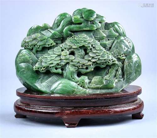 Chinese Carved Jade Boulder, Landscape