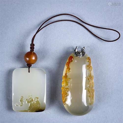 Chinese Agate Toggle and Plaque