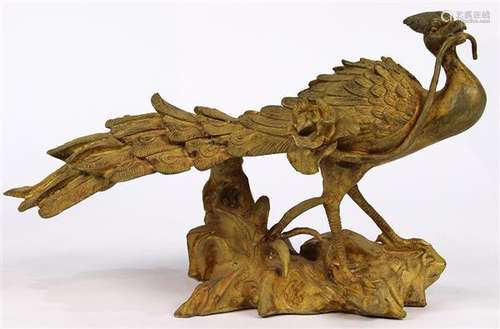 Viennese style gilt bronze peacock statue