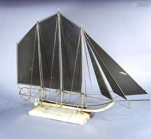 Mid century modern brass sail boat sculpture