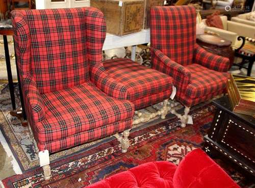 Georgian style upholstered armchair group