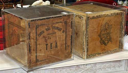 Cased Pacific Mail Steamship Co tea boxes