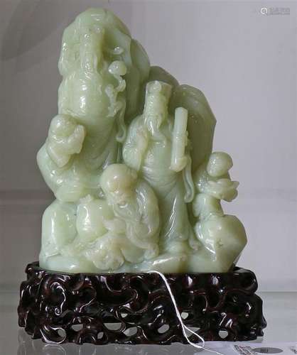 Chinese Hardstone Carving of Three Star Immortals