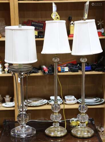 (lot of 3) Hollywood Regency style acrylic table lamps