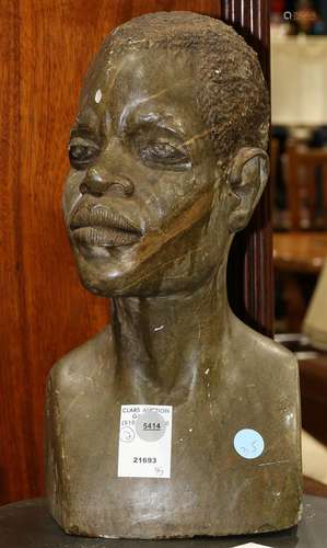 Shona figural serpentine bust signed Gaylord Sithole