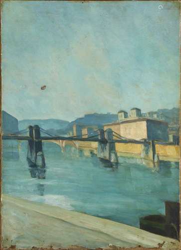 Painting, City River Scene