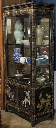 Chinese Lacquer Overlay Curio Cabinet