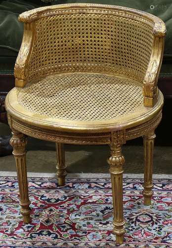 Louis XV style caned parlor chair