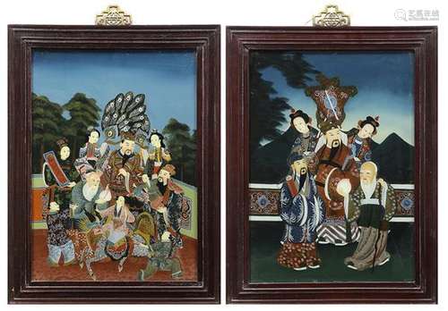 Framed Chinese Reverse Glass Paintings