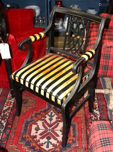 Regency style ebonized armchair