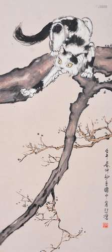 AN INK HAND PAINTING SCROLL; XU, BEIHONG (1895-1953)